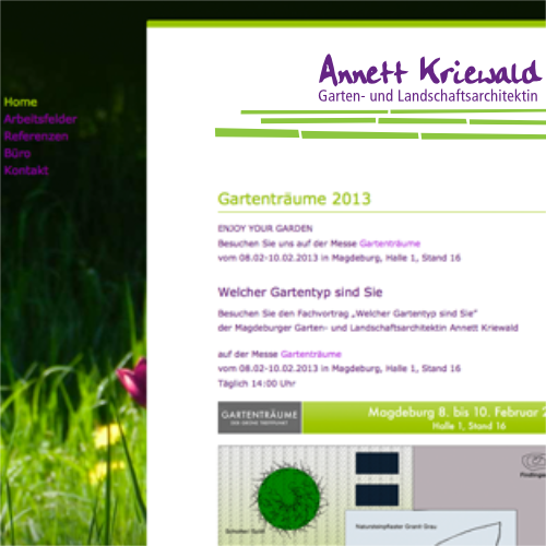Internetauftritt für die Landschaftsarchitektin Annett Kriewald